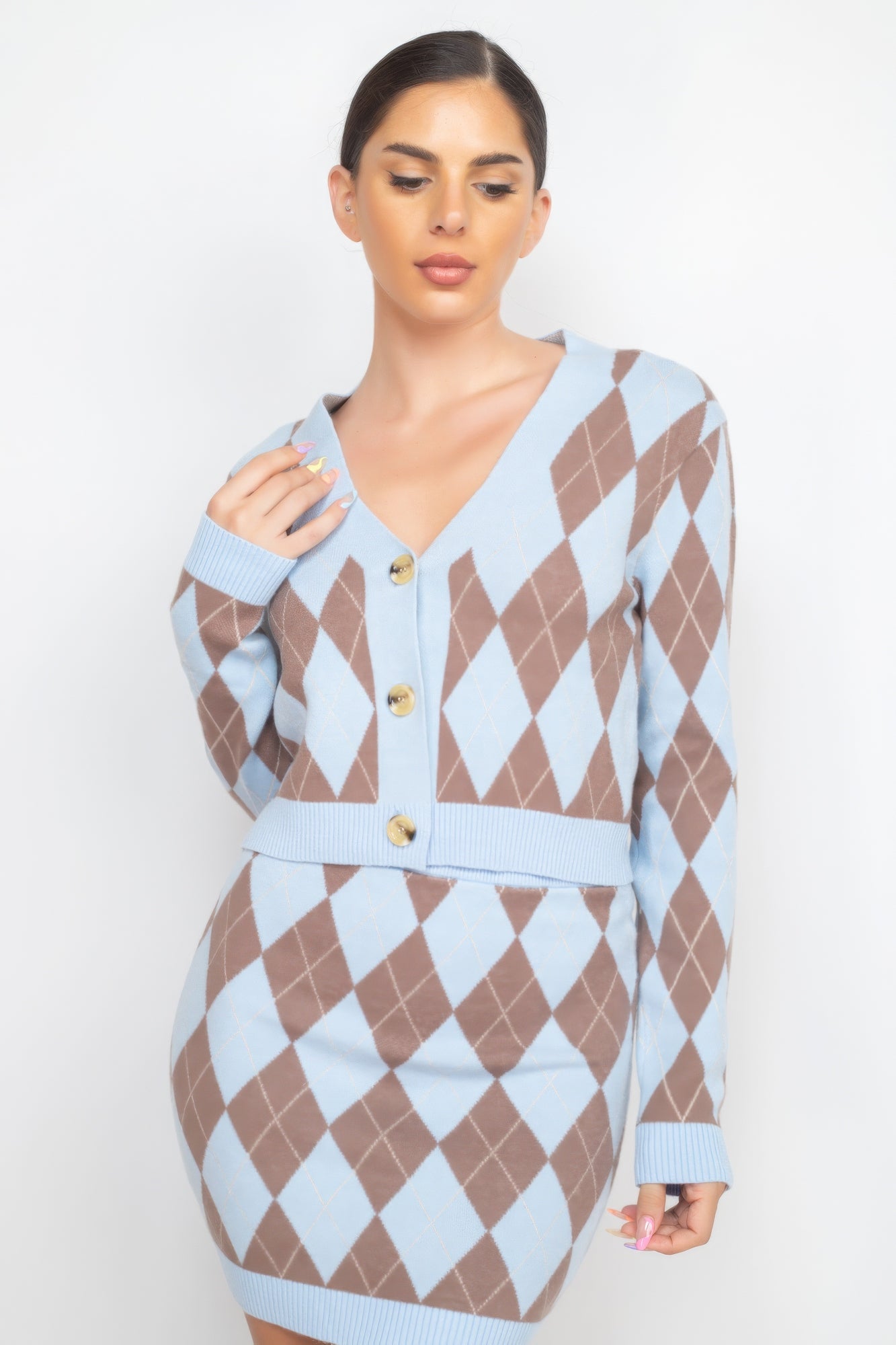 Diamond Button-Front Cardigan Top