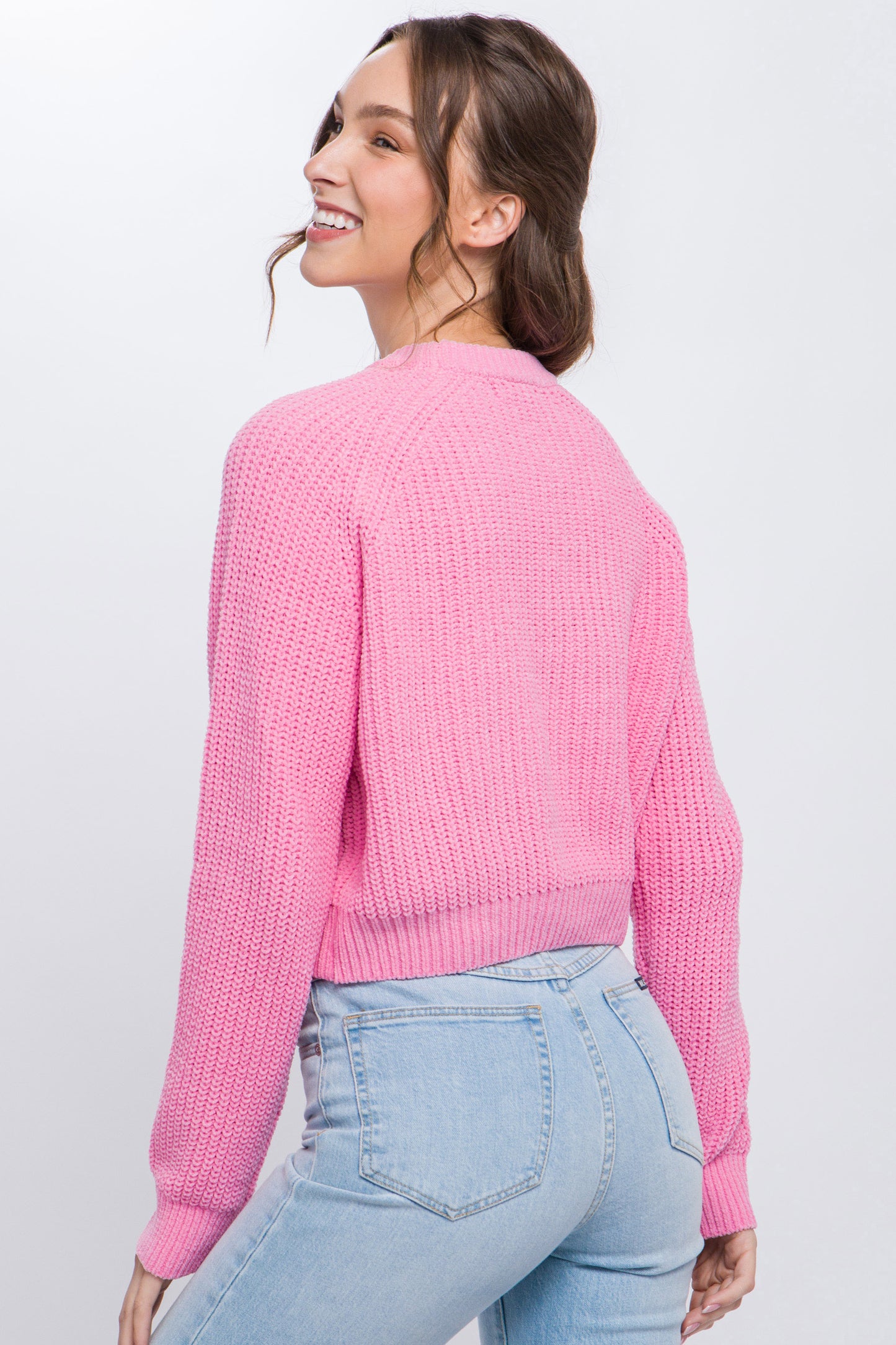 Knit Pullover Sweater with Cold Shoulder Detail