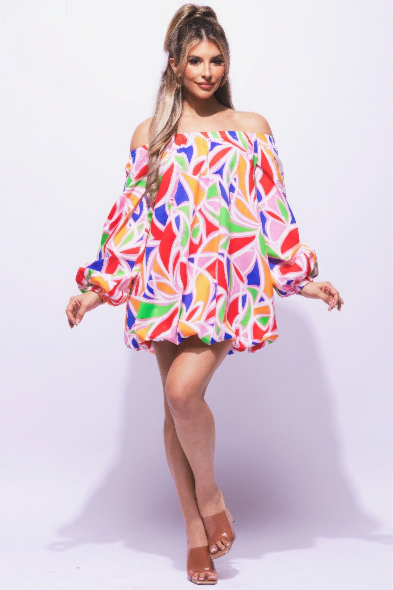 Off Shoulder Bubble Dress - Elegant and Trendy Fashion Statement for Any Occasion