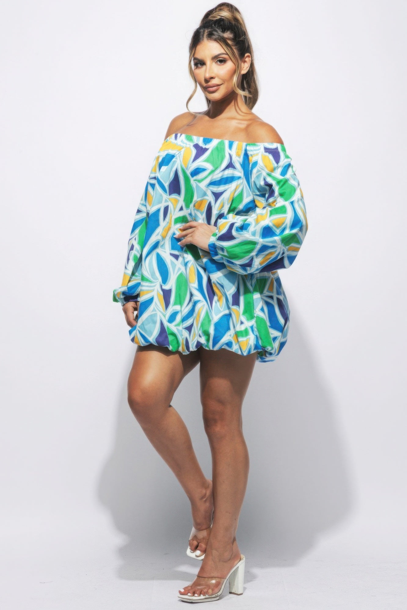 Off Shoulder Bubble Dress - Elegant and Trendy Fashion Statement for Any Occasion