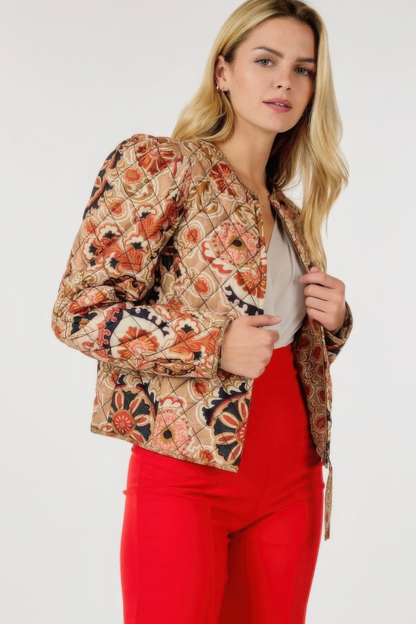 Zip Up Multi-print Jacket for Stylish Layering and Versatile Outfits